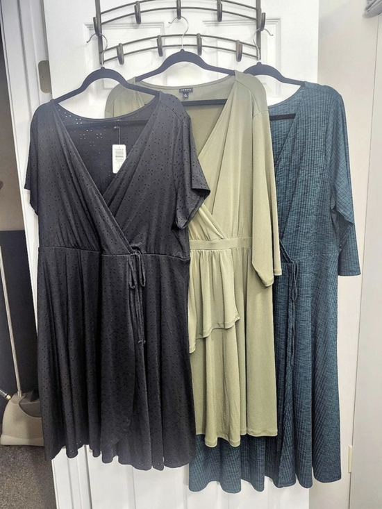 torrid Dresses & Skirts - Torrid Fall Wrap Dress Trio — Teal, Olive & Black, Size 3X; 1 NWT; 2 NWOT